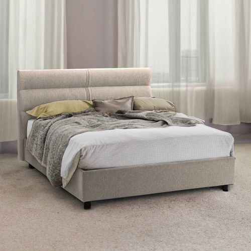Letto due piazze contenitore tortora 177x228cm struttura in metallo - Briaglia
