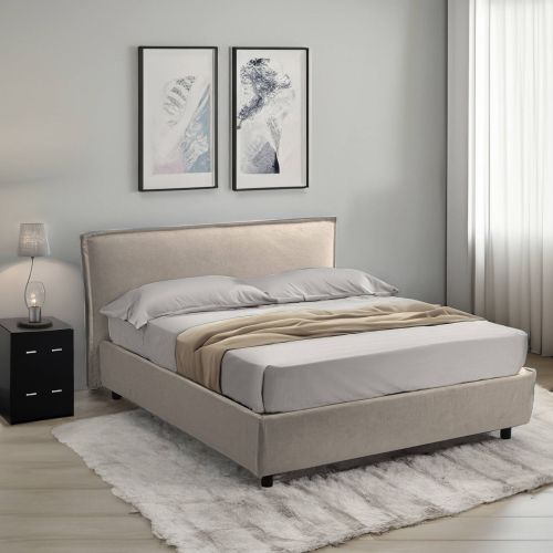Letto due piazze contenitore tortora 180x220cm - Brunate