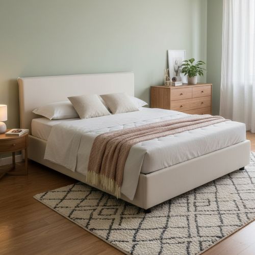 Letto francese contenitore beige 155x215cm - Aros