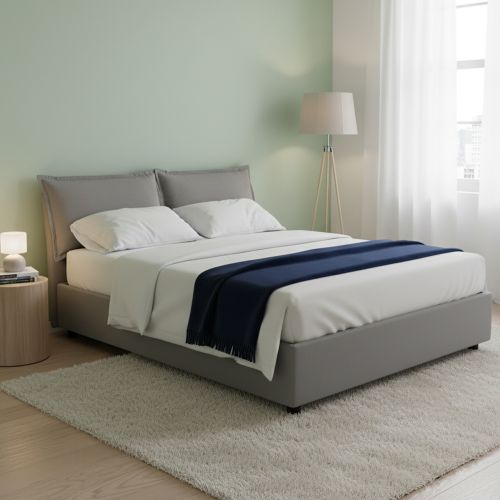 Letto francese contenitore grigio 155x205cm - Arden