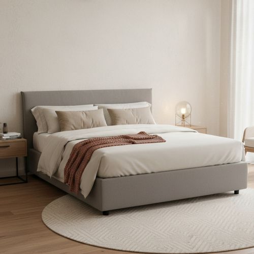 Letto francese contenitore grigio 155x215cm - Aros
