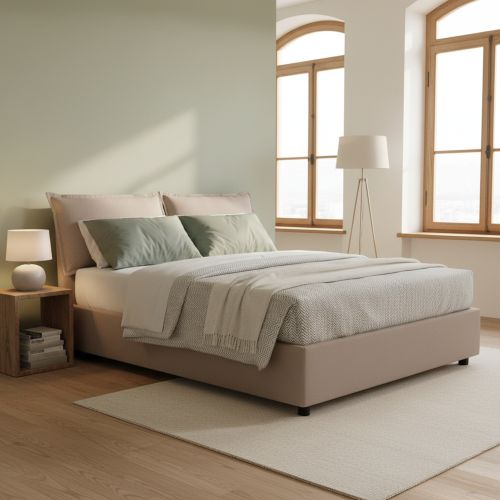 Letto francese contenitore tortora 155x205cm - Arden