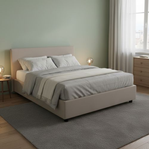 Letto francese contenitore tortora 155x215cm - Alvacus