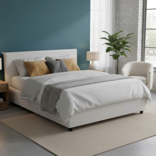 Letto francese imbottito bianco 155x215cm - Augustus