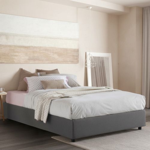 Letto francese imbottito grigio 155x215cm - Alaksir