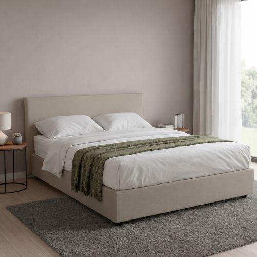 Letto francese imbottito tortora 155x215cm - Morganite