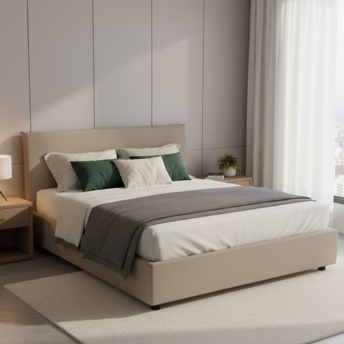 Letto francese in ecopelle tortora 155x205cm - Africa