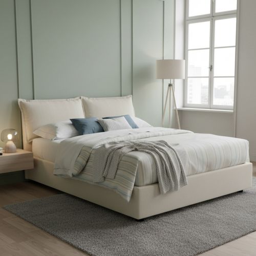 Letto francese in legno beige 155x215cm - Annica