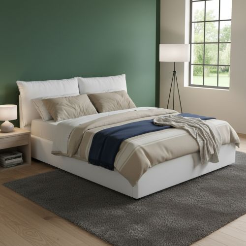 Letto francese in legno bianco 155x215cm - Agalo