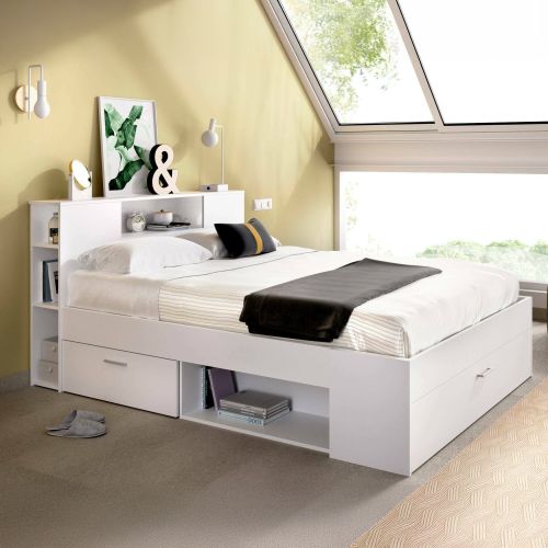 Letto francese in legno bianco 218x149cm - Conching