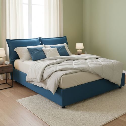 Letto francese in legno blu 155x205cm - Arden