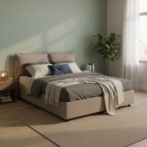 Letto francese in legno tortora 155x205cm - Askari