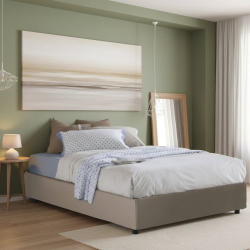 Letto francese in legno tortora 155x215cm - Osanna