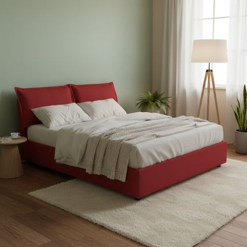 Letto francese in tessuto rosso 155x205cm - Askari