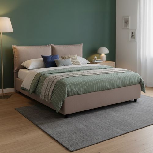 Letto francese in tessuto tortora 155x215cm - Agalo