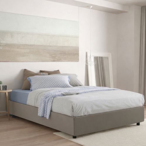 Letto francese materasso incluso tortora 155x205cm - Akemi