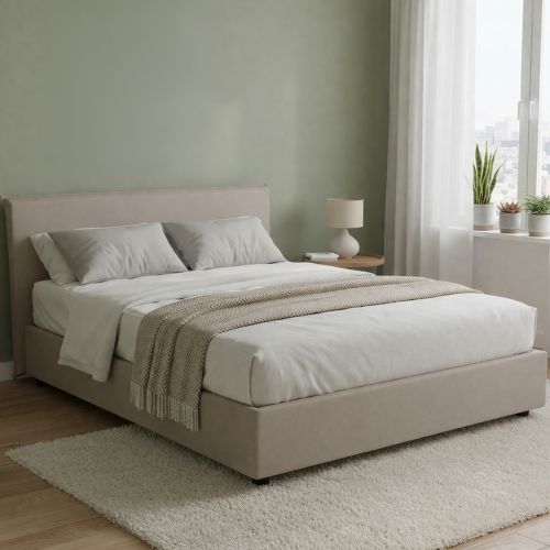 Letto francese materasso incluso tortora 155x215cm - Aros