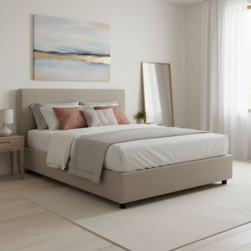 Letto francese minimal tortora 155x215cm - Arvic