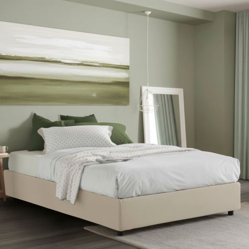 Letto francese sfoderabile beige 155x215cm - Alaksir