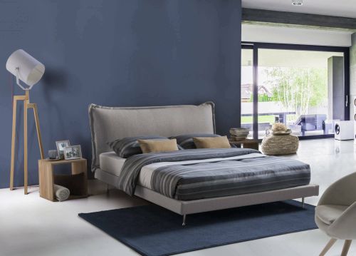 Letto matrimoniale Anika, Letto fisso con rivestimento e testata in tessuto, 100% Made in Italy, Apertura frontale, adatto per materasso Cm 160x190, Grigio