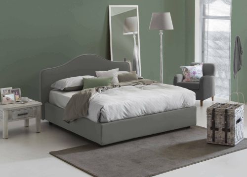 Letto matrimoniale Annunziata, Letto contenitore con rivestimento in tessuto, 100% Made in Italy, Apertura frontale, con materasso Cm 160x190 incluso, Grigio