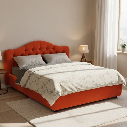 Letto Matrimoniale Arancione Materasso Incluso Sfoderabile, Contenitore Made in Italy - Alfer