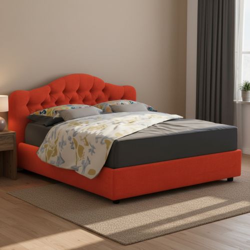 Letto Matrimoniale Arancione Materasso Incluso Sfoderabile, Contenitore Made in Italy - Allik