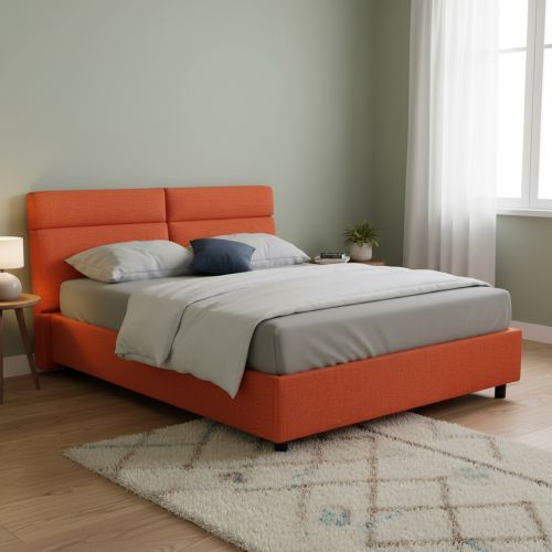 Letto Matrimoniale Arancione Materasso Incluso Sfoderabile, Contenitore Made in Italy - Annus