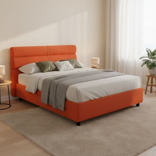 Letto Matrimoniale Arancione Materasso Incluso Sfoderabile, Contenitore Made in Italy - Bedero