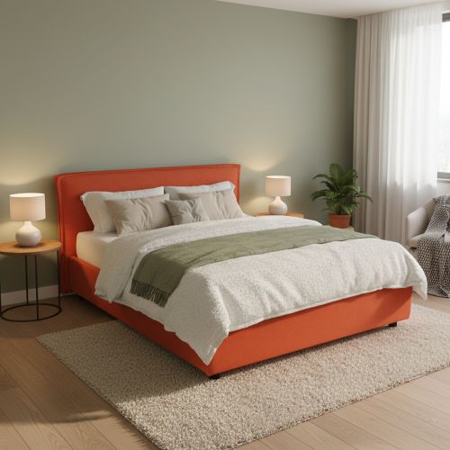 Letto Matrimoniale Arancione Materasso Incluso Sfoderabile, Contenitore Made in Italy - Brunate
