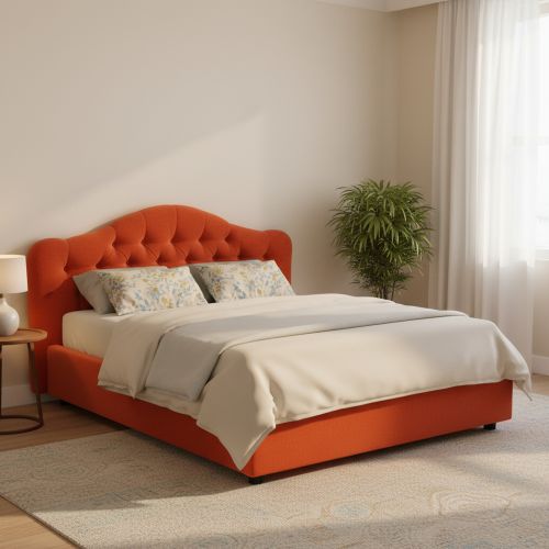 Letto Matrimoniale Arancione Sfoderabile Contenitore, Dimensione Materasso 160x200 cm Made in Italy - Aly