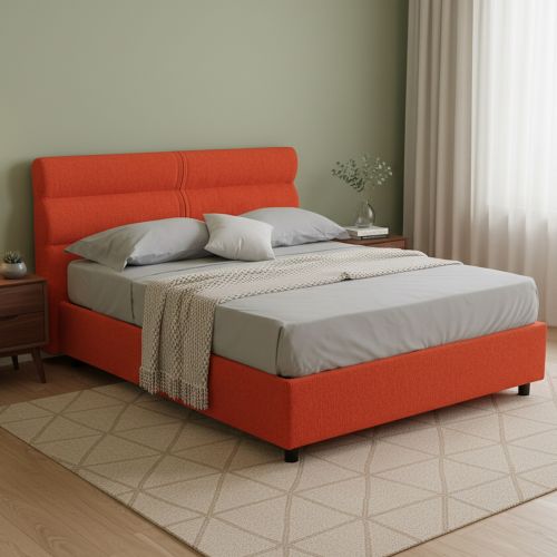 Letto Matrimoniale Arancione Sfoderabile Contenitore, Dimensione Materasso 160x200 cm Made in Italy - Briaglia
