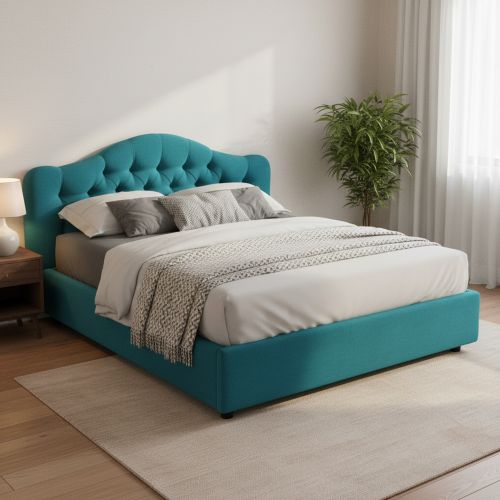 Letto Matrimoniale Azzurro Materasso Incluso Sfoderabile, Contenitore Made in Italy - Alfer