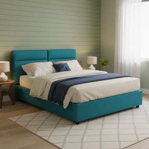 Letto Matrimoniale Azzurro Materasso Incluso Sfoderabile, Contenitore Made in Italy - Annus