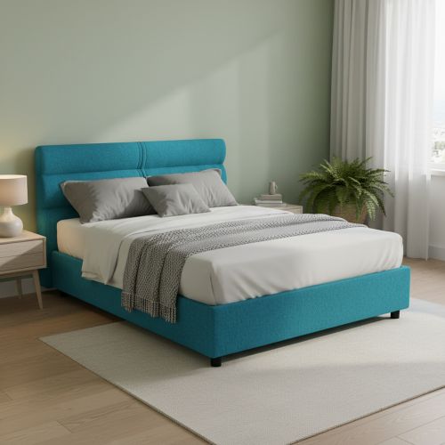 Letto Matrimoniale Azzurro Materasso Incluso Sfoderabile, Contenitore Made in Italy - Briatico