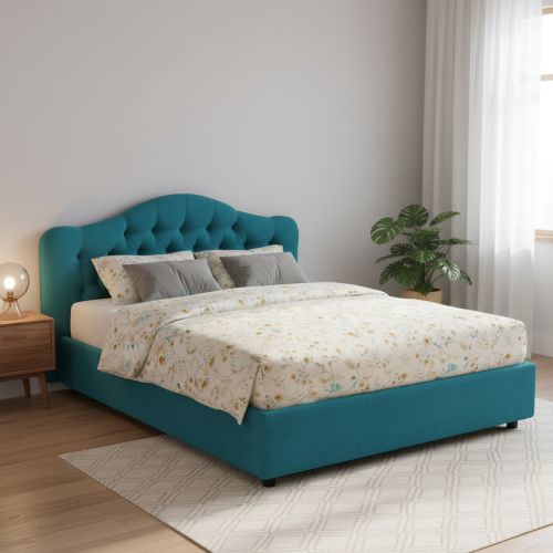 Letto Matrimoniale Azzurro Sfoderabile Contenitore, Dimensione Materasso 160x190 cm Made in Italy - Arex