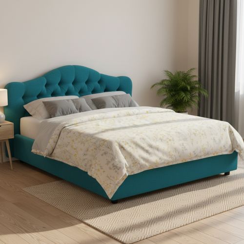 Letto Matrimoniale Azzurro Sfoderabile Contenitore, Dimensione Materasso 160x200 cm Made in Italy - Aly
