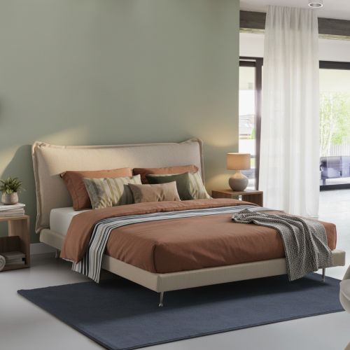Letto matrimoniale beige 180x210cm imbottito - Arcore