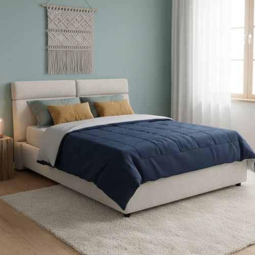 Letto Matrimoniale Beige Materasso Incluso Sfoderabile, Contenitore Made in Italy - Annus