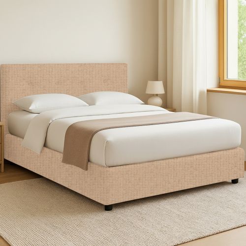 Letto Matrimoniale Beige Sfoderabile Contenitore, Dimensione Materasso 160x190 cm - Colere
