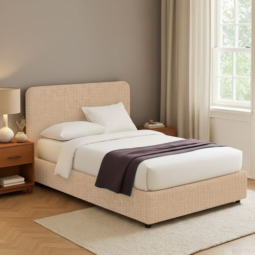 Letto Matrimoniale Beige Sfoderabile Contenitore, Dimensione Materasso 160x190 cm - Issime