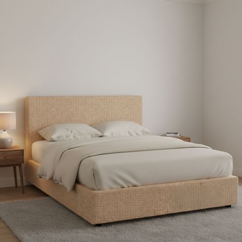 Letto Matrimoniale Beige Sfoderabile Contenitore, Dimensione Materasso 160x190 cm - Lioni