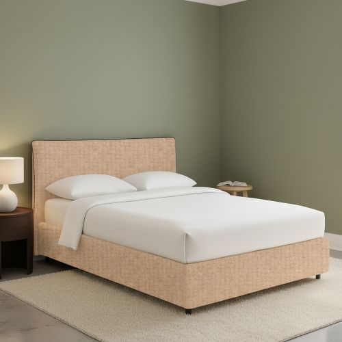 Letto Matrimoniale Beige Sfoderabile Contenitore, Dimensione Materasso 160x190 cm - Soliera