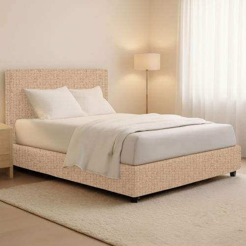 Letto Matrimoniale Beige Sfoderabile Contenitore, Dimensione Materasso 160x200 cm - Lenta