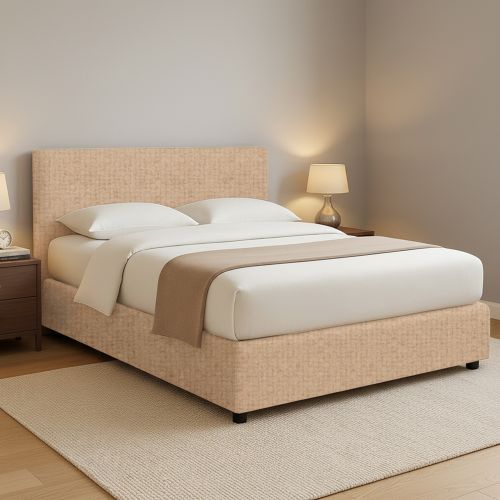 Letto Matrimoniale Beige Sfoderabile Contenitore, Dimensione Materasso 160x200 cm - Melilli