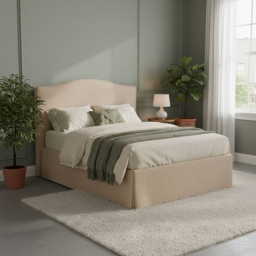 Letto Matrimoniale Beige Sfoderabile Contenitore, Dimensione Materasso 160x200 cm - Orgiano