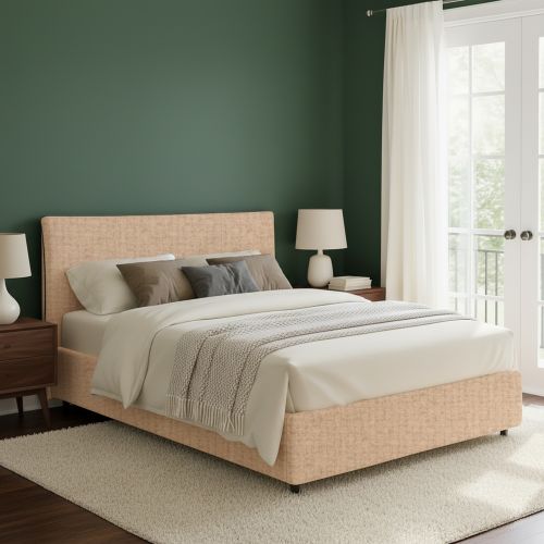 Letto Matrimoniale Beige Sfoderabile Contenitore, Dimensione Materasso 160x200 cm - Peia