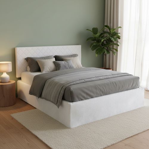 Letto matrimoniale bianco 5x170cm imbottito - Alfredo