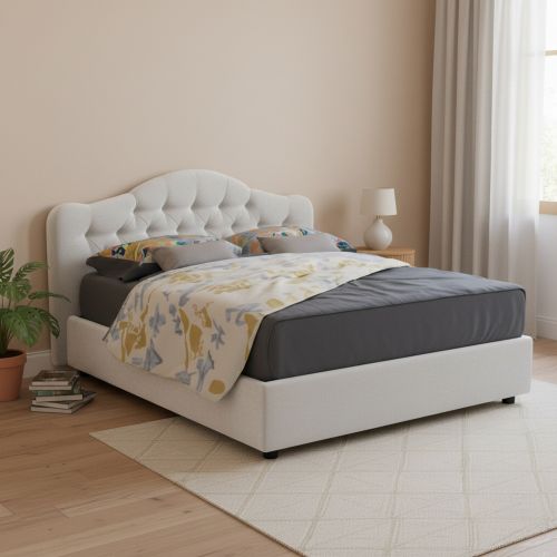 Letto Matrimoniale Bianco Materasso Incluso Sfoderabile, Contenitore Made in Italy - Alfer