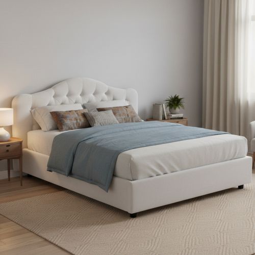 Letto Matrimoniale Bianco Materasso Incluso Sfoderabile, Contenitore Made in Italy - Allik